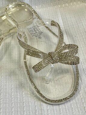Nicole Miller New York Transparent Jelly Bling Bow Sandals 8